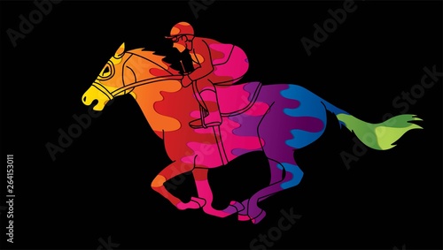 Jockey riding horse cartoon sport graphic vector