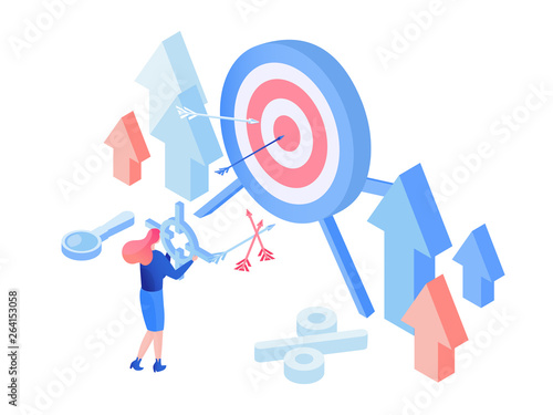 Target advertising isometric vector illustration
