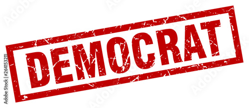 square grunge red democrat stamp