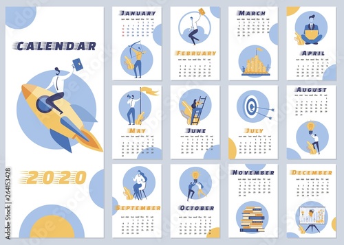 Inscription Calendar 2020 Vector Illustration. 