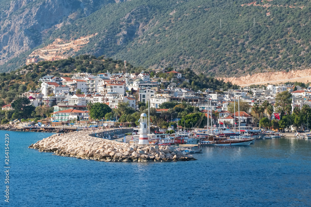 Kas lighthouse and harbour at daytime, Turkey Kas lighthouse and harbour at daytime, Turkey
