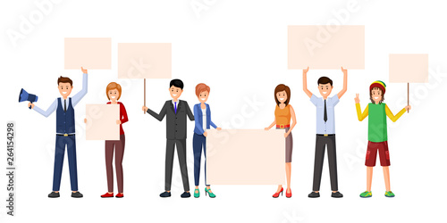 Activism, meeting, protest action flat illustrations