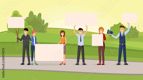 Street promotional campaign flat vector illustration