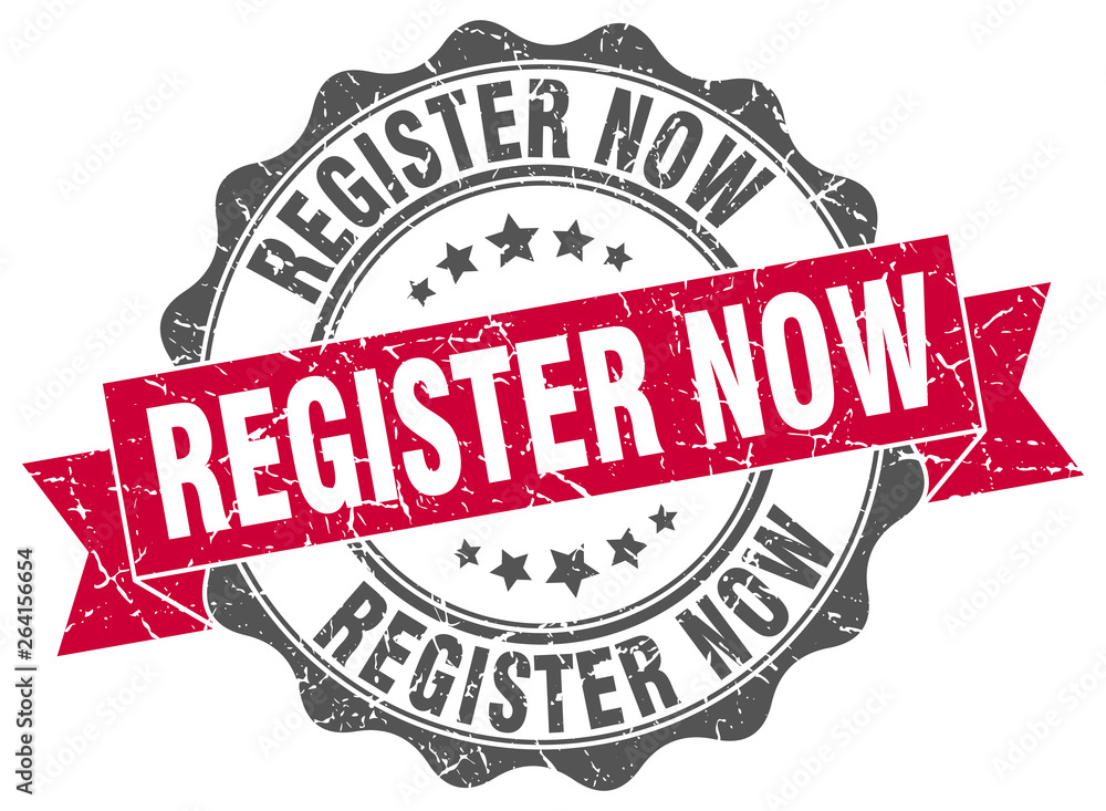Obraz premium register now stamp. sign. seal