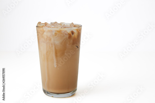 Ice coffee in a glass white background