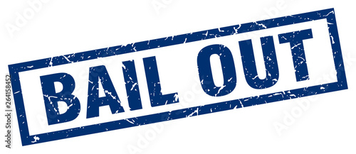 square grunge blue bail out stamp