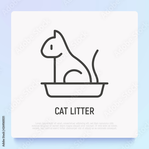 Cat litter thin line icon. Modern vector illustration for pet shop.