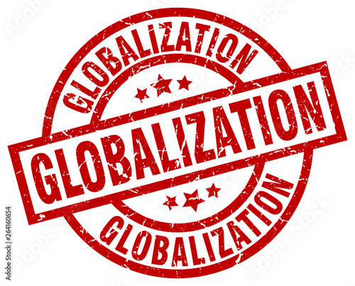 globalization round red grunge stamp