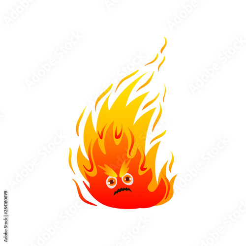 Hot fire monster with cute eyes and long flame