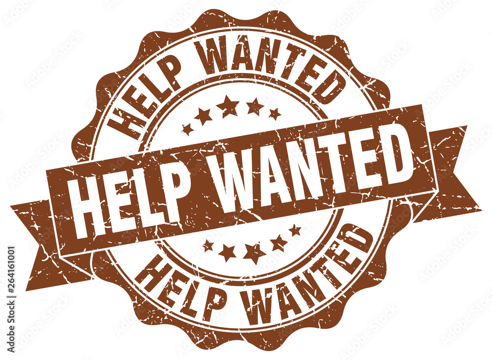 Obraz premium help wanted stamp. sign. seal