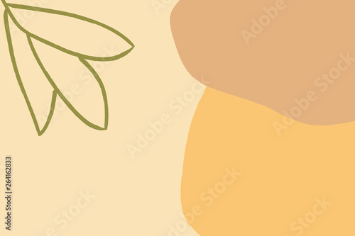Collage illustration with botanical elements, hand drawn illustration with abstract shapes in summer colors.