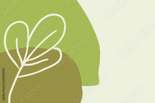 Collage illustration with botanical elements, hand drawn illustration with abstract shapes in summer colors.
