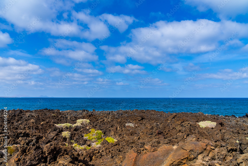 Spain, Lanzarote, Field of solidified lava field at north coast of volcanic canary island