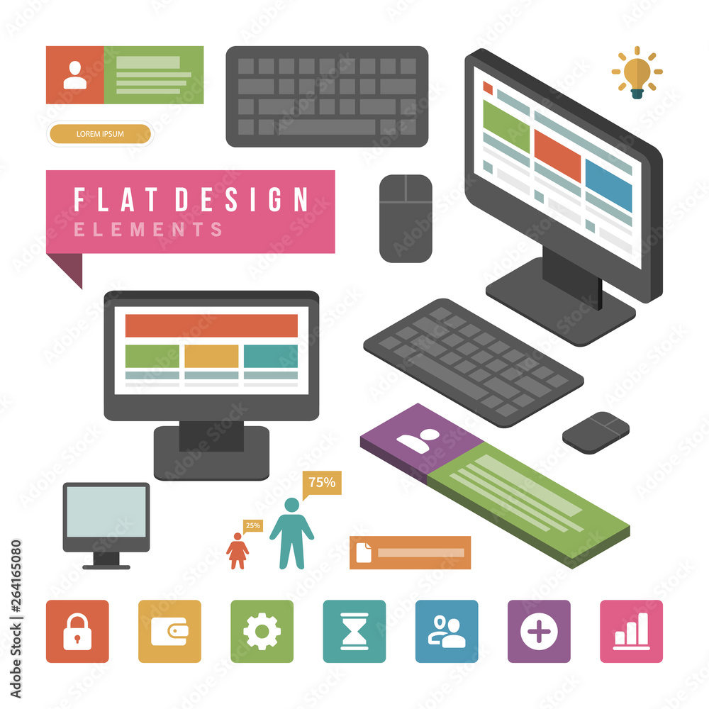 Flat infographic design elements and icons vector illustration. Flat infographic design elements and icons vector illustration.