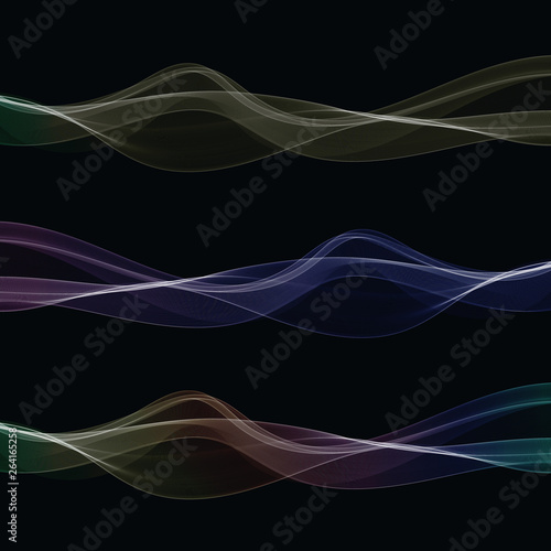 Vector Abstract shiny color blue,green wave design element on dark background. For Science or technology design