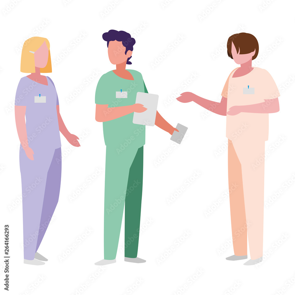 Obraz premium group medicine workers with uniform characters