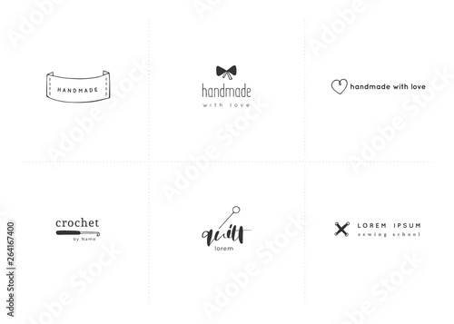 Vector set of handmade logo templates. Isolated hand drawn elements.