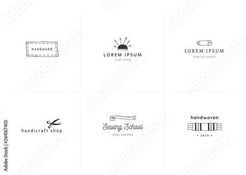 Handmade vector logo templates. Set of hand drawn isolated elements.