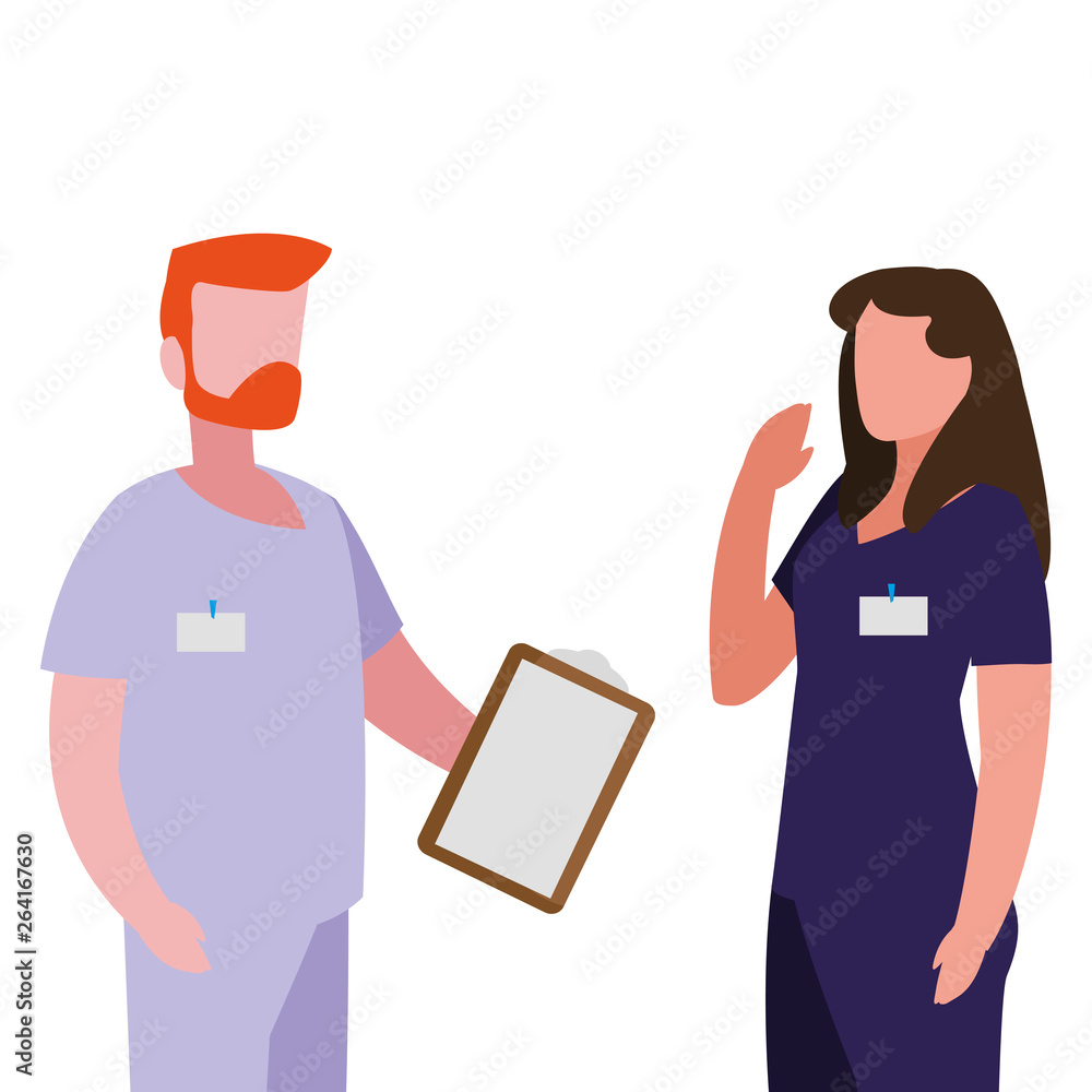 couple medicine workers with uniform characters couple medicine workers with uniform characters
