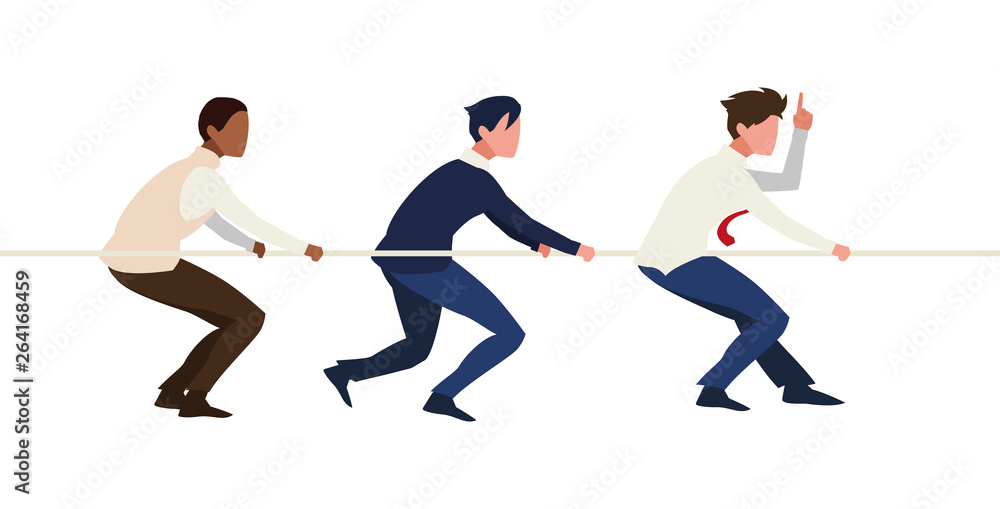 businessmen teamwork pulling rope