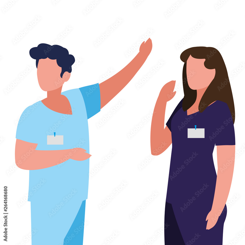 couple medicine workers with uniform characters couple medicine workers with uniform characters