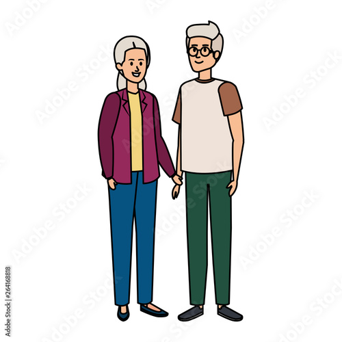 cute grand parents couple characters
