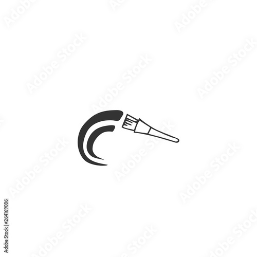 An artists brush. Creative Contest theme. Vector hand drawn minimal logo element.