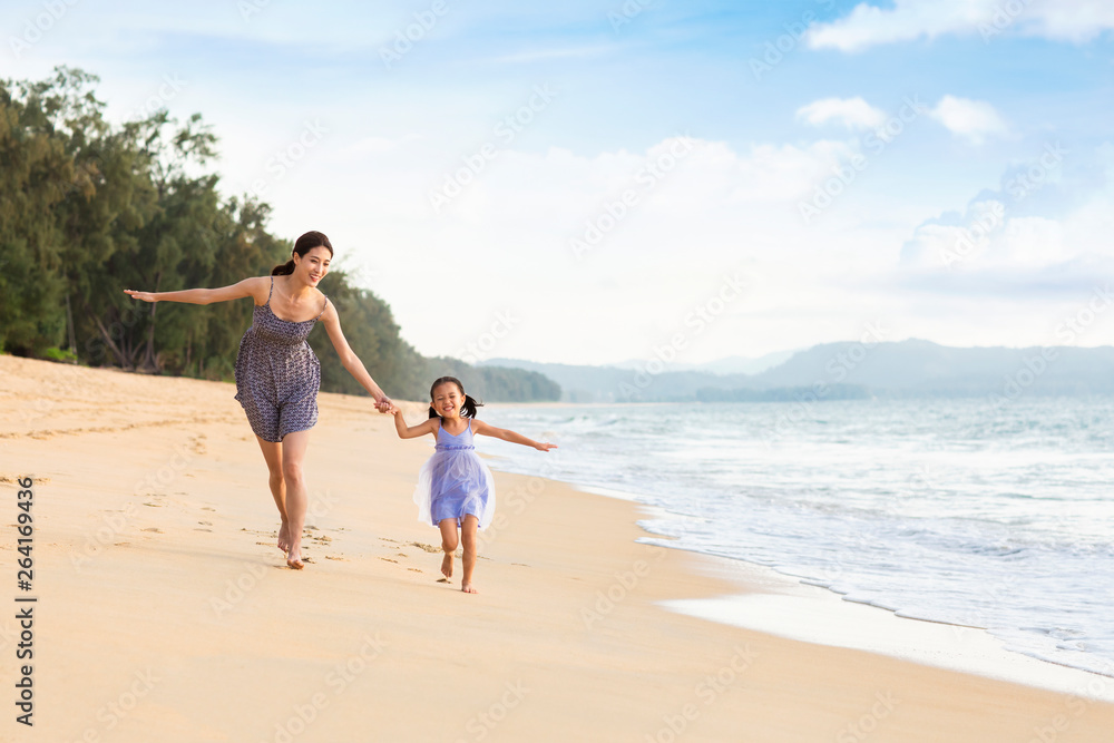 Happy mother and daughter on beach Happy mother and daughter on beach