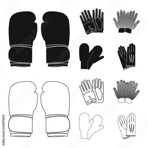 Isolated object of glove and winter sign. Collection of glove and equipment stock vector illustration.