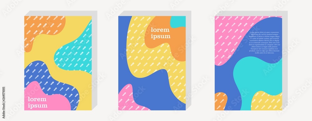 Bright abstract pattern background for business brochure cover design. Pink, blue, yellow and orange vector banner poster template.