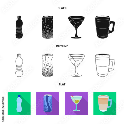 Isolated object of drink and bar symbol. Collection of drink and party stock vector illustration.