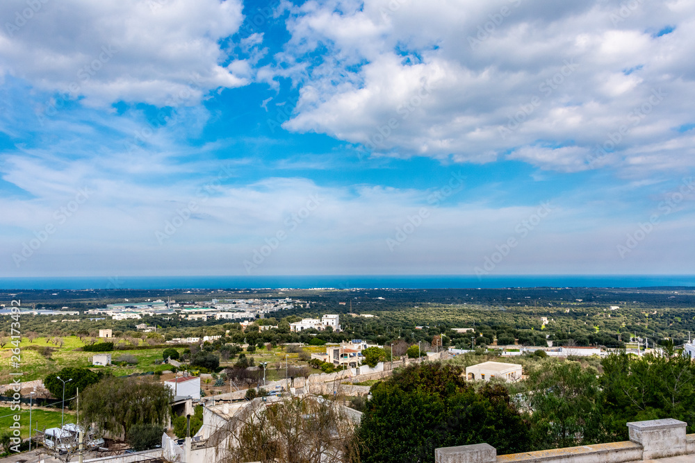 Italy, Ostuni, view of the coast from the viewpoint of the city