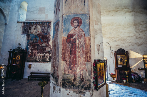 Interior of Church of the Assumption located within the walls of Ananuri Castle in Georgia © Fotokon