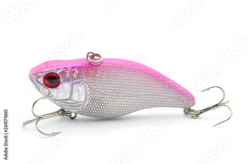 Bait for fishing wobbler with hooks on a white background