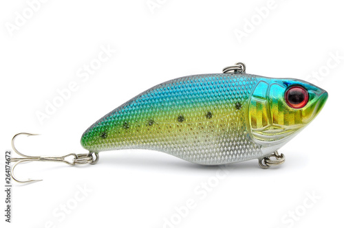 Bait for fishing wobbler with hooks on a white background