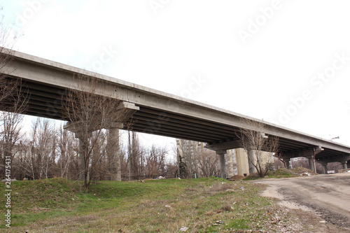 Bridges. Unfinished bridges. Unfinished bridge in the city of Zaporozhye. April 2019..