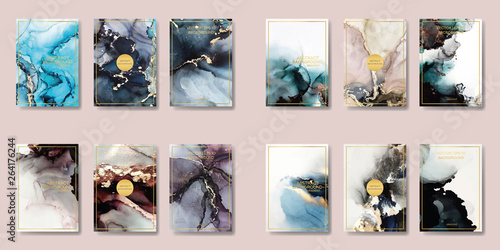  background texture luxury liquid marble and gold. for business cards, flyers, flyer, banner, website, paper printing. trend vector
