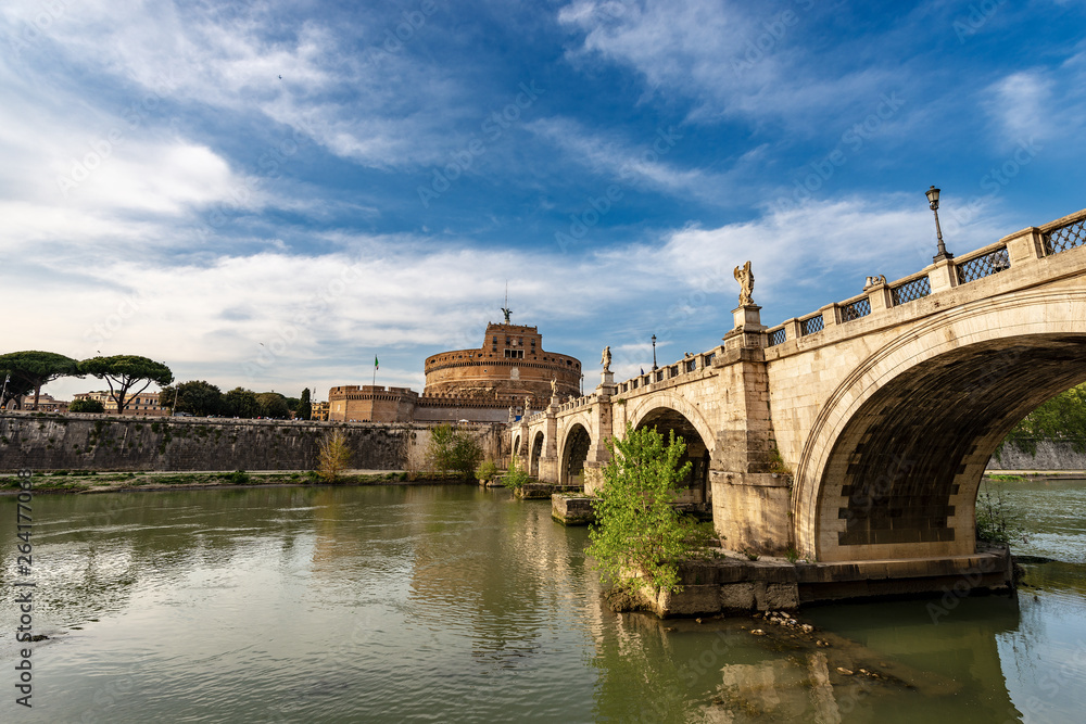 Rome - Castel Sant’Angelo - Bridge and Tiber River