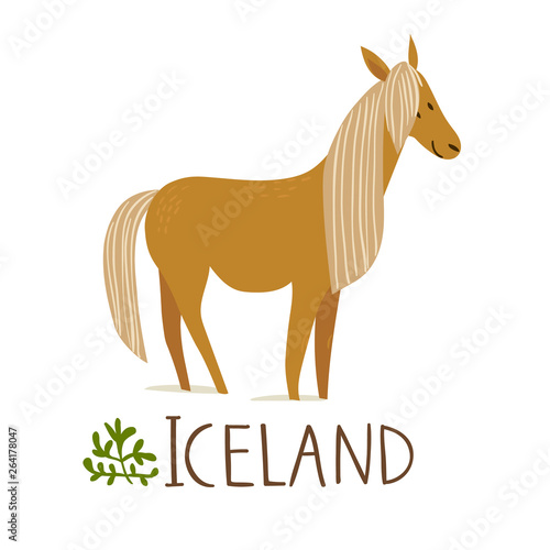 Iceland nature vector symbol horse with text