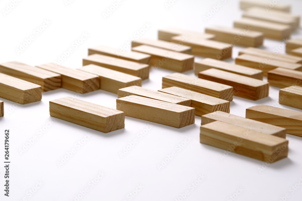 Wooden rectangles arranged differently over a white background. Copy space. Cover background template for the presentation, brochure, web, banner, catalog, poster, book, magazine Wooden rectangles arranged differently over a white background. Copy space. Cover background template for the presentation, brochure, web, banner, catalog, poster, book, magazine