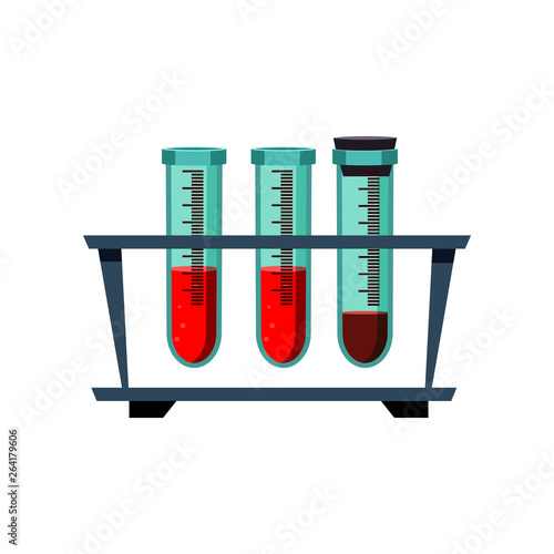 Blood test tubes vector illustration. Medical analysis, laboratory, biochemistry. Medical items concept. Vector illustration can be used for topics like medicine, health, science
