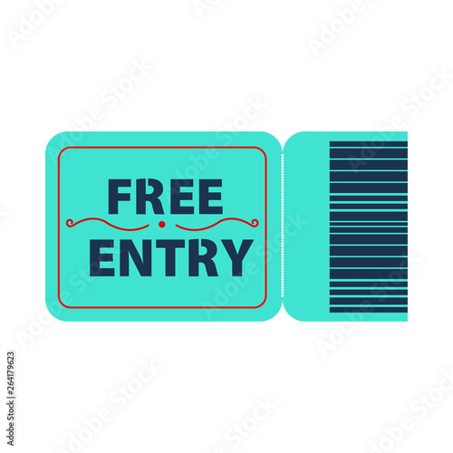 Blue free entry ticket vector illustration. Show, concert, festival. Tickets concept. Vector illustration can be used for topics like entertainment, leisure, business