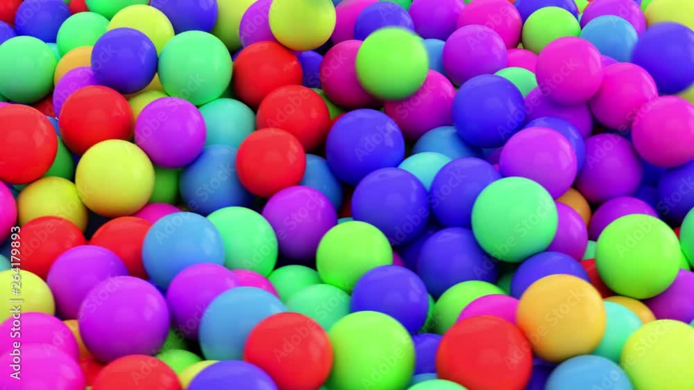 3D Rendering pile of colorful spheres rolling and falling 3D Rendering pile of colorful spheres rolling and falling