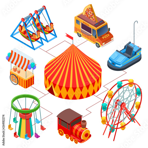 Amusement park and circus isometric vector concept Fototapete