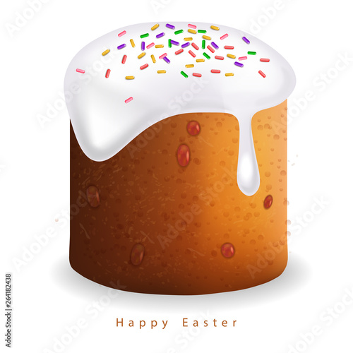 Easter Traditional sweet bread Vector realistic. Willow branches. Holiday cards