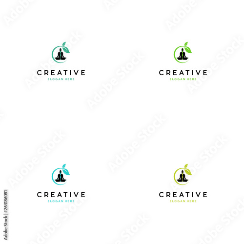 Yoga studio logo. Wellness health spa line icon. Meditation symbol. Zen harmony balance sign. Vector illustration. Yoga logo vector emblem