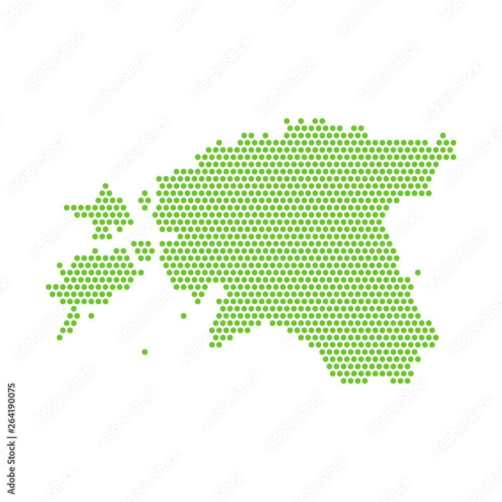 Fototapeta premium Vector isolated simplified map of Estonia. Green silhouette from the points