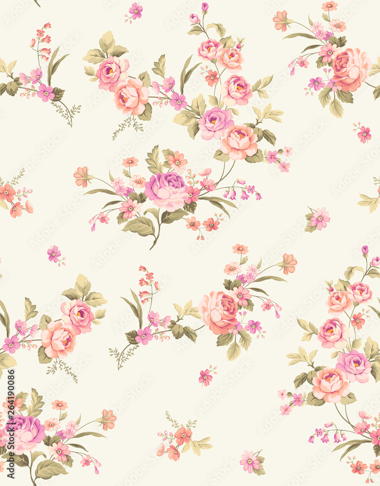 Floral pattern design, for fabric or wallpaper