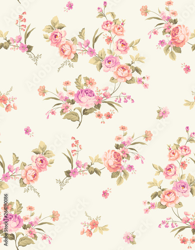 Floral pattern design, for fabric or wallpaper © LA MADONE DESIGN