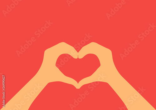 Two hands making heart sign. Love, romantic relationship concept. Isolated vector illustration flat style,valentine,teamwork